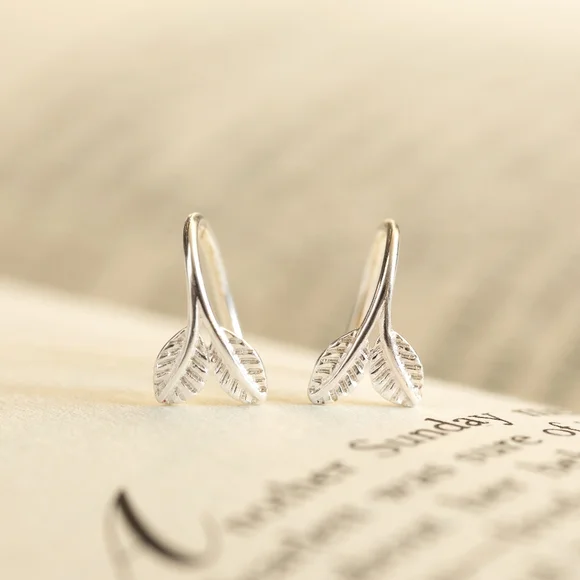 Frosted Leaf Earrings - Only 1 left! - Picture 6 of 11